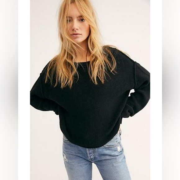 Free People - Inside Out Comfortable Black Long Sleeve Pull Over Sweater Small - Picture 1 of 11